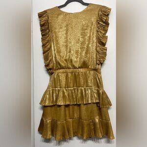 TCEC Gold Metallic Ruffled Women’s Dress Size M